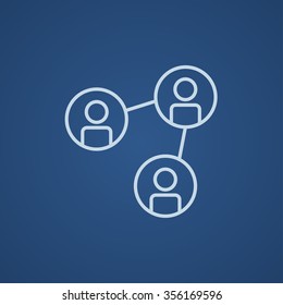 Social network line icon for web, mobile and infographics. Vector light blue icon isolated on blue background.