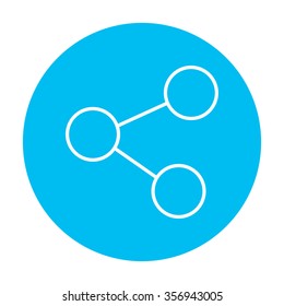 Social network line icon for web, mobile and infographics. Vector white icon on the light blue circle isolated on white background.
