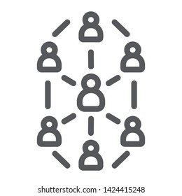 Social network line icon, website and internet, community network sign, vector graphics, a linear pattern on a white background, eps 10.