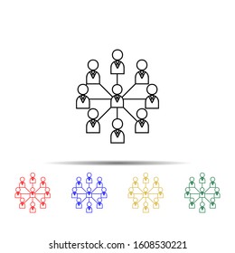 social network line multi color style icon. Simple thin line, outline vector of team work icons for ui and ux, website or mobile application