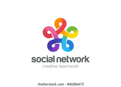 Social network Logo colorful design vector template.
Five point Infinity Looped Social star Logo Logotype. Infinite shape concept Loop Logo icon