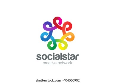 Social network Logo colorful design vector template.
Seven point Infinity Looped star Logotype. Infinite shape concept Loop icon,