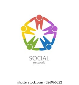 Social Network Logo Design Vector Template. Team Circle Icon.