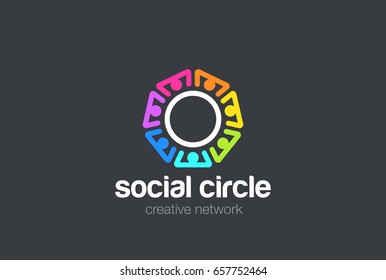 Social Network Logo design vector template 7 point star shape.
Teamwork Friendship, coworking cooperation help Logotype concept icon.