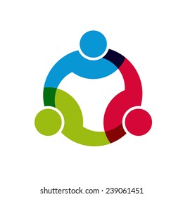 Social Network logo, Group of 3 people business men. Vector design