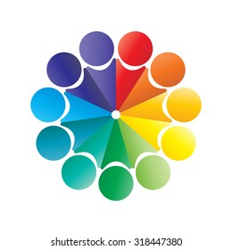 Social Network logo, Group of eleven people, friend, team member, women, girl, child, business men.