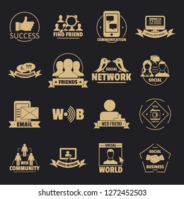 Social network logo icons set. Simple illustration of 16 social network logo vector icons for web