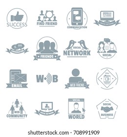 Social network logo icons set. Simple illustration of 16 social network logo vector icons for web