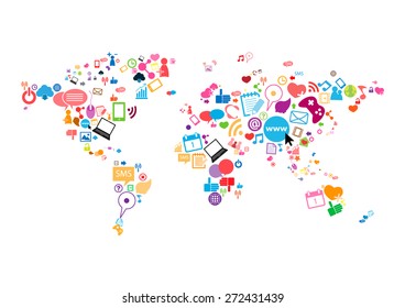 Social network map background infographics