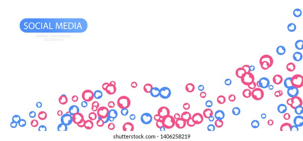 Social Network marketing like and heart icon. Application social media background advertising. Vector banner