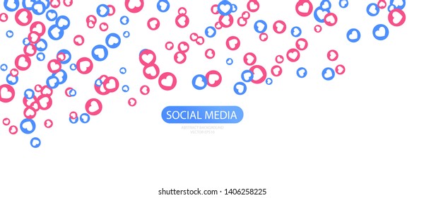 Social Network marketing like and heart icon. Application social media background advertising. Vector banner