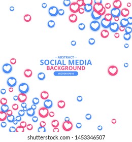 Social Network marketing like and heart icon with shadow. Application social media background advertising. Vector banner 