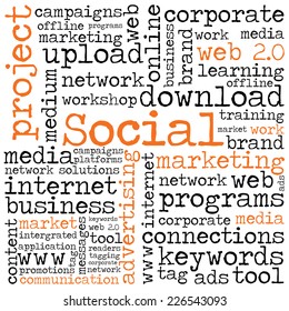 Social network marketing word cloud concept in vector