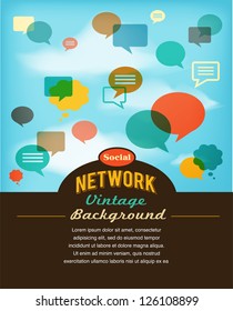 social network, media and communication in vintage style