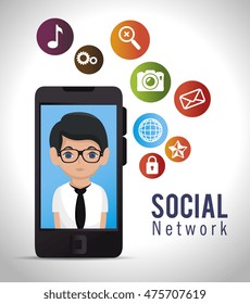 social network media d icon vector illustration design
