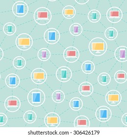 social network and social media devices seamless pattern