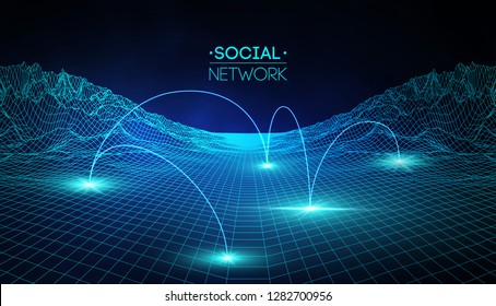 Social Network Media Global. People Communication And Information Sharing 3d Web Isometric Illustration. Infographic Concept Vector. Network Connection, Business, Friendship.