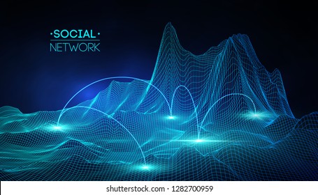 Social network media global. People communication and information sharing 3d web isometric illustration. Infographic concept vector. Network connection, business, friendship.