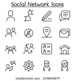 Social network , Social media icon set in thin line style