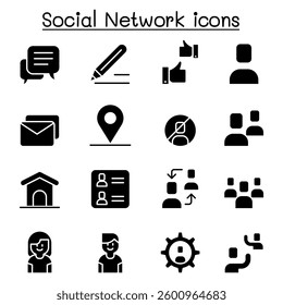 Social network , Social media icon set in glyph style