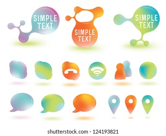 Social network media icons, location, design elements for web.