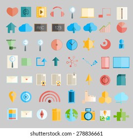 Social network with media icons, vector illustration