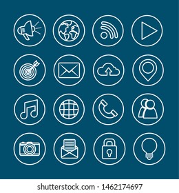 social network media set icons vector illustration