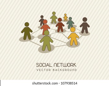 social network with men icons, vintage. vector illustration