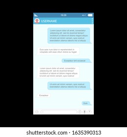 Social Network Messenger Form for Web and App Graphic Design Communication Concept on a Black. Vector illustration of Chat Template
