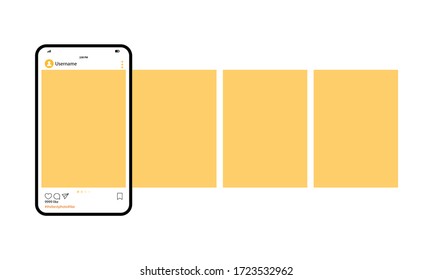  Vorlage für Social-Network-Messenger-Seiten. Smartphone mit Social-Foto-Netzwerk-Schnittstelle. Mock up of the mobile app Mobile with open photo social network on a isolierte background. EPS10-Vektor