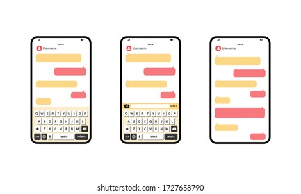 Social network messenger page template. Message chat bubbles vector icons on an isolated white background. EPS 10 vector.