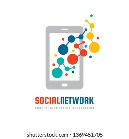 Social network mobile application smart phone - concept vector business logo template. 