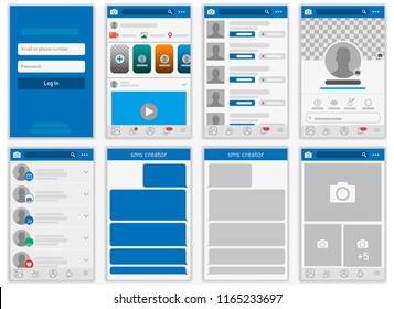 Social network Mock up, post frames and other pages vector illustration.