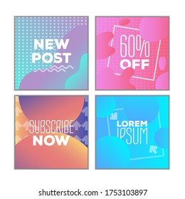 Social Network Mockup. Mobile App. Vibrant gradient vector GUI. Design template of corporate or private blog. Creative screen design concept for blogger, designer, shop owner, entrepreneur, business