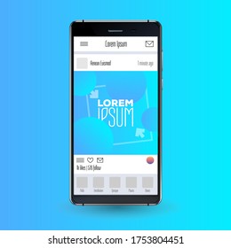 Social Network Mockup. Mobile App. Vibrant gradient vector GUI. Design screen template for blog. Creative screen design concept for blogger, designer, shop owner, entrepreneur, business