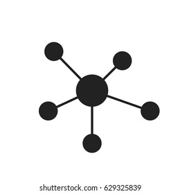 Social network, molecule, dna icon in flat style. Vector illustration.