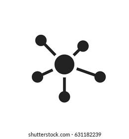 Social network, molecule, dna icon in flat style. Vector illustration.