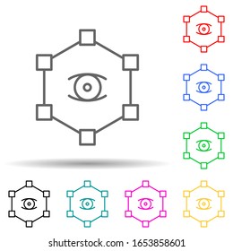 social network multi color style icon. Simple thin line, outline vector of new technologies icons for ui and ux, website or mobile application
