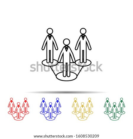Social network multi color style icon. Simple thin line, outline vector of team work icons for ui and ux, website or mobile application