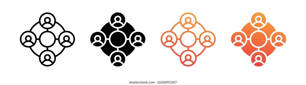 Red social Multi Style Icon Set Vector