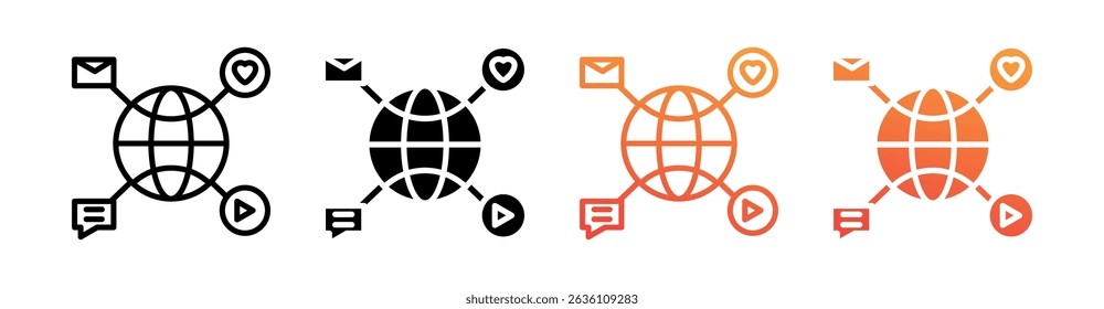 Social Network Multi Style Icon Set Vector