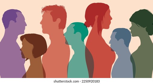 Soziales Netzwerk und multiethnische Menschen. Kommunikation in der Menge.