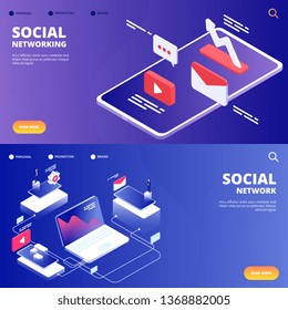 Social network and networking vector landing pages