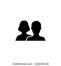 Social network notification icon. Friends girl and boy silhouette Notifications on screen. Online icon. Vector illustration