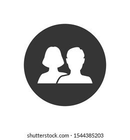 Social network notification icon. Friends girl and boy silhouette Notifications on screen. Online icon. Vector illustration