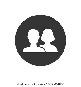 Social network notification icon. Friends girl and boy silhouette Notifications on screen. Online icon. Vector illustration