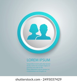 Social network notification icon. Friends girl and boy silhouette Notifications on screen. Online icon. Vector illustration