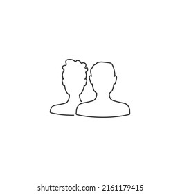 Social network notification line icon. Friends girl and boy silhouette Notifications on screen. Online icon. Vector illustration