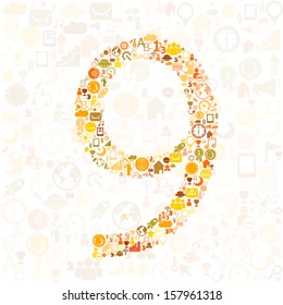 Social network number background with media icons