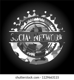 Social Network on grey camo pattern